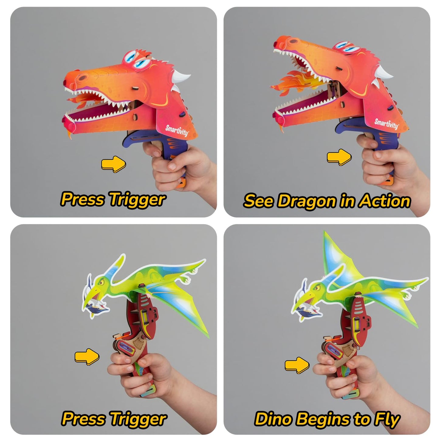 Arjoos | Smartivity Mech Beasts | Flying Dinosaur & Fire Dragon Action Toys for Kids | DIY Science Toy for Kids | STEM Wooden Construction Game | Birthday Gifts for Boys & Girls - Ages ( 6 -14 yrs )