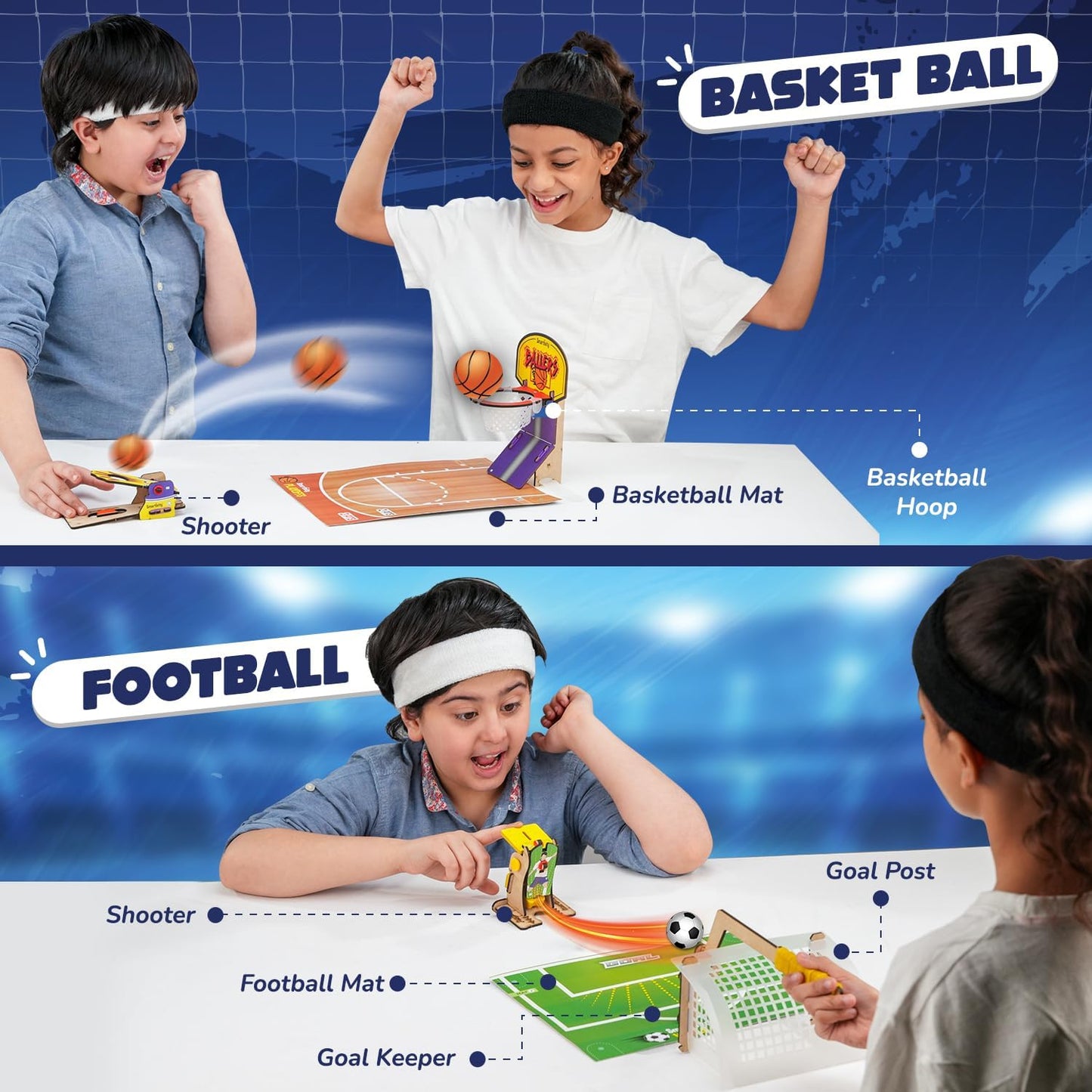 Arjoos | Smartivity Multi Sports Kit -(3 in 1 ) Sports Game | Basketball, Soccer, Bowling for Kids | DIY Science Toy for Kids | STEM Wooden Construction Game | Birthday Gifts for Boys & Girls - Ages ( 6 -14 yrs )
