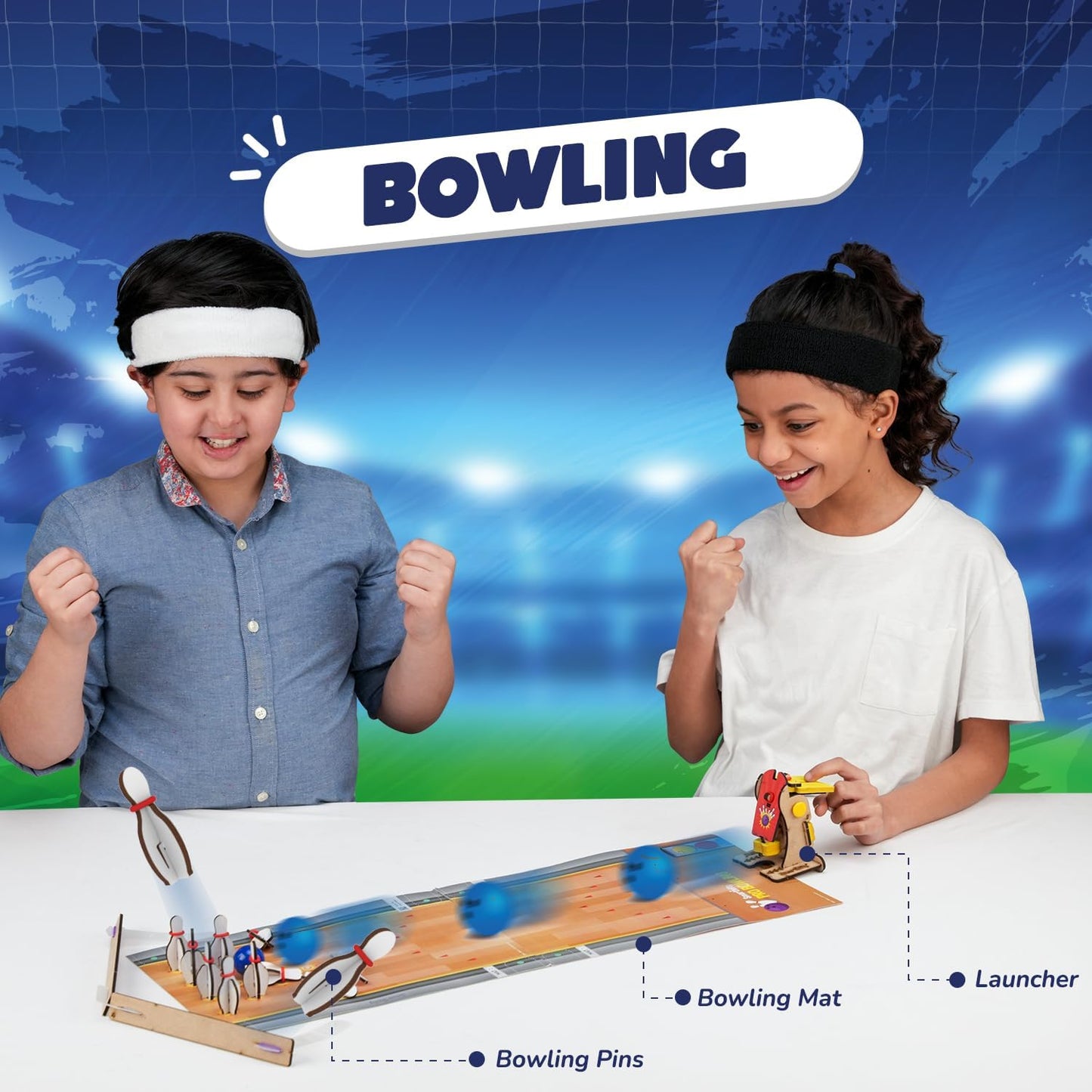 Arjoos | Smartivity Multi Sports Kit -(3 in 1 ) Sports Game | Basketball, Soccer, Bowling for Kids | DIY Science Toy for Kids | STEM Wooden Construction Game | Birthday Gifts for Boys & Girls - Ages ( 6 -14 yrs )