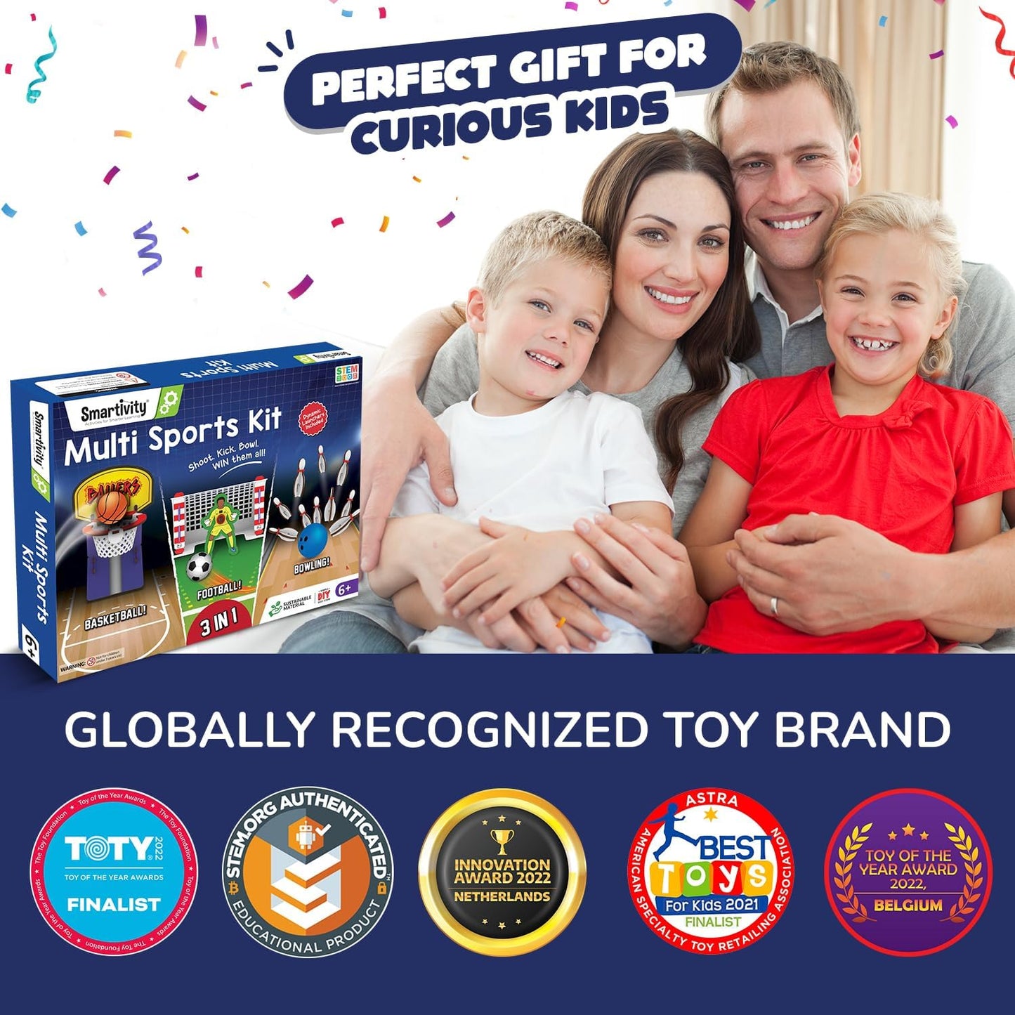 Arjoos | Smartivity Multi Sports Kit -(3 in 1 ) Sports Game | Basketball, Soccer, Bowling for Kids | DIY Science Toy for Kids | STEM Wooden Construction Game | Birthday Gifts for Boys & Girls - Ages ( 6 -14 yrs )
