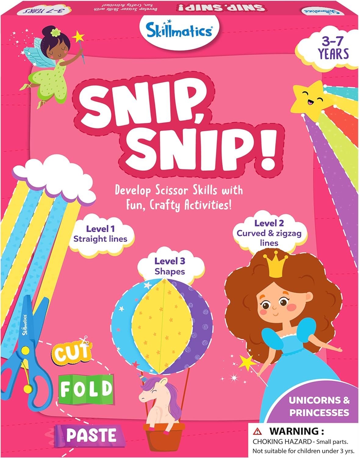 Arjoos | Skillmatics Art & Craft Kit - Snip, Snip Unicorns & Princesses | Develop Scissor Skills with Activity Book | Gifts for Toddlers , Girls & Boys (ages 3-9)