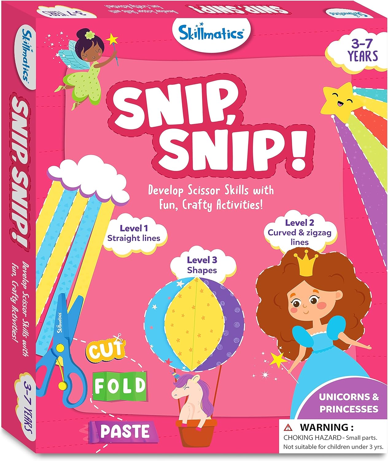 Arjoos | Skillmatics Art & Craft Kit - Snip, Snip Unicorns & Princesses | Develop Scissor Skills with Activity Book | Gifts for Toddlers , Girls & Boys (ages 3-9)