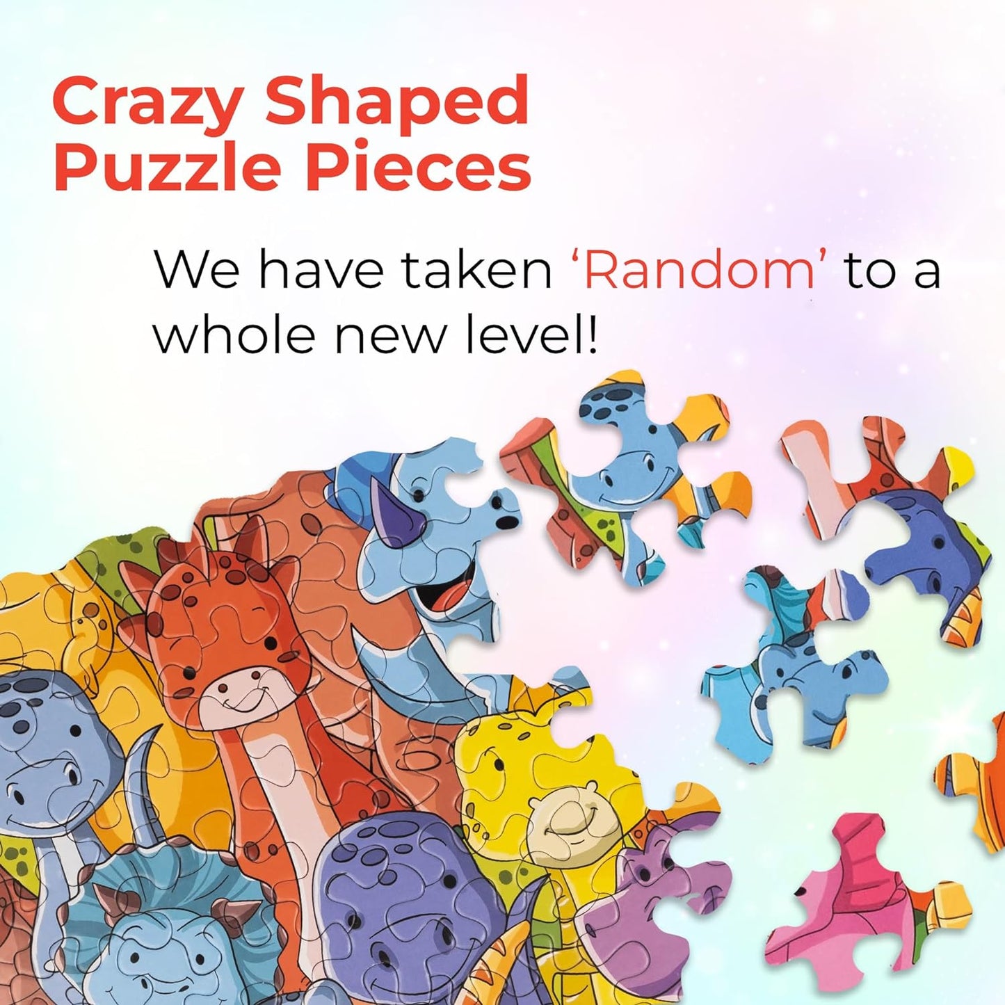 Arjoos | Unik Play Go Crazy Dinosaur Jigsaw Puzzle for Kids | 12x12 inches, 90+90 Puzzle Pieces