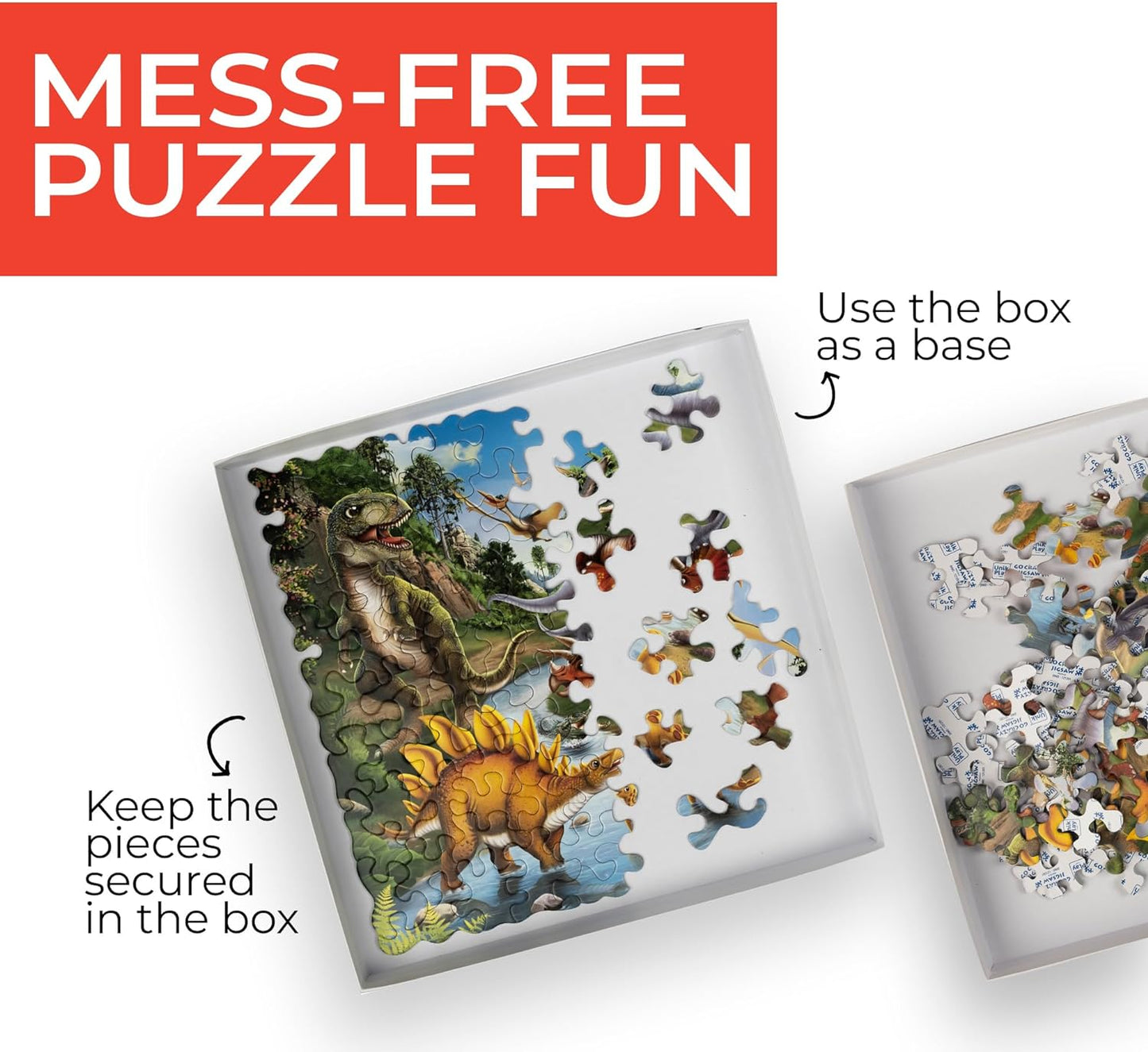 Arjoos | Unik Play Go Crazy Dinosaur Jigsaw Puzzle for Kids | 12x12 inches, 90+90 Puzzle Pieces
