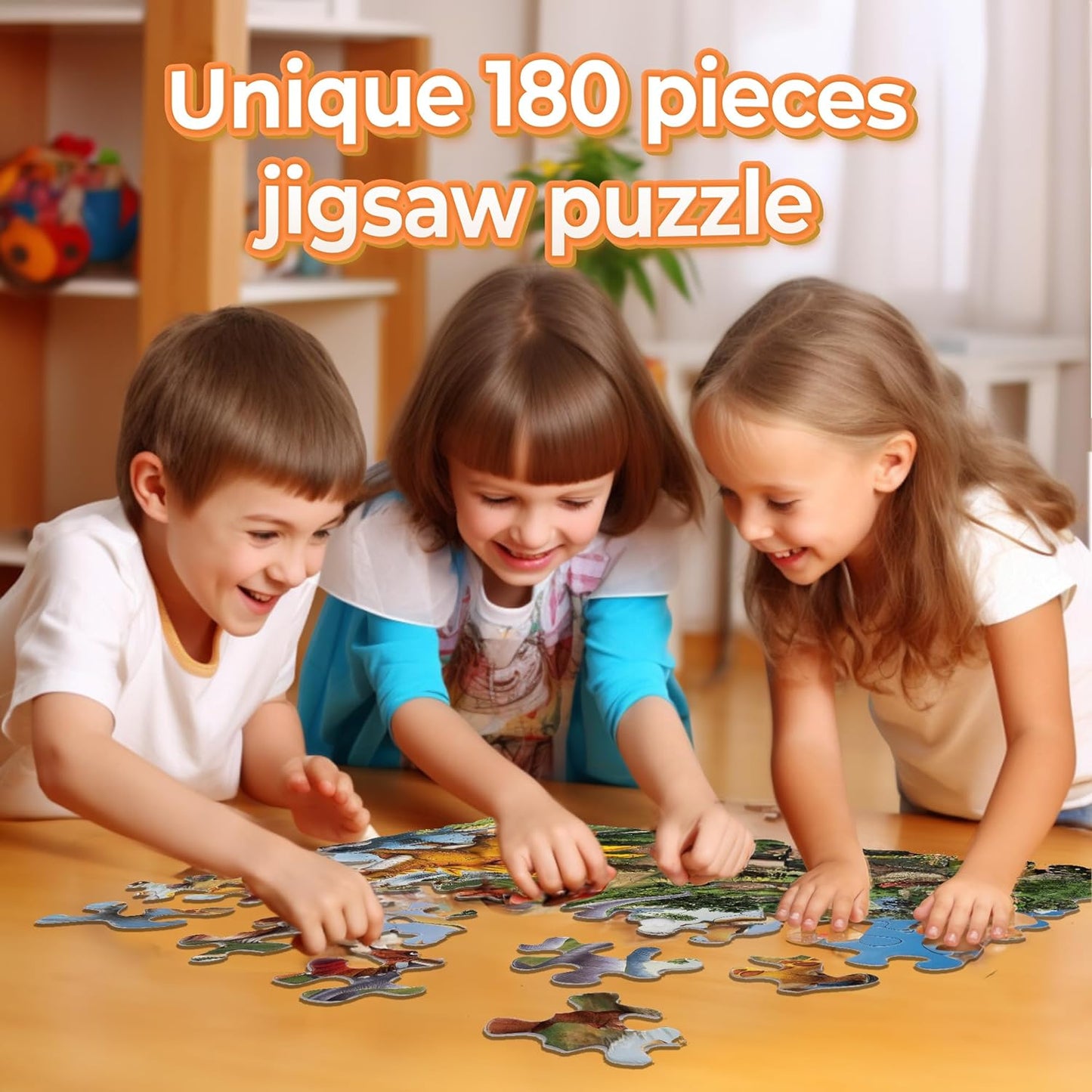 Arjoos | Unik Play Go Crazy Dinosaur Jigsaw Puzzle for Kids | 12x12 inches, 90+90 Puzzle Pieces