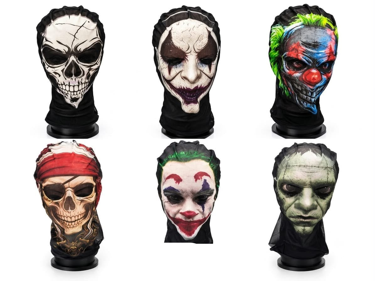 Arjoos|Scary Halloween Horror Mask for Adults & Teens, Creepy Full Face Clown Mask with Neck Cover, Realistic Printed Costume Mask for Halloween Party, Cosplay, Haunted House & Fancy Dress
