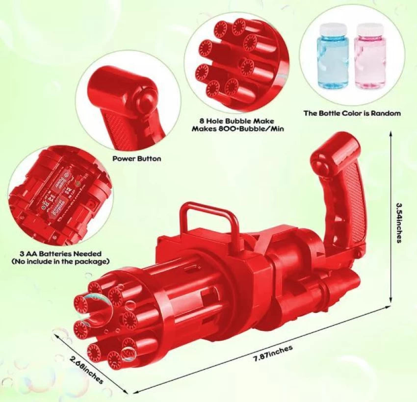 Arjoos | Electrical Mini Gatling Bubble Gun for Colorful Bubbles, Assorted Colors