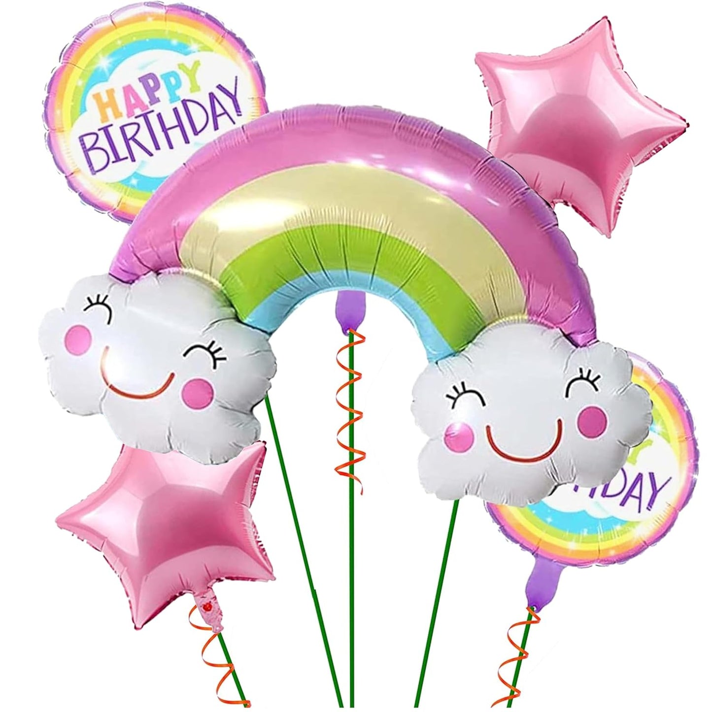 Arjoos| Rainbow Theme Foil Balloons| 5 pcs Foil- Balloon For birthday decoration,theme Party supplies Kit For Birthday Parties
