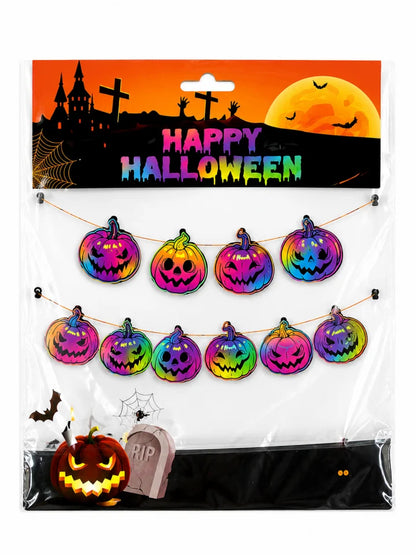 Arjoos| multicolor paper pumpkin Halloween garland set