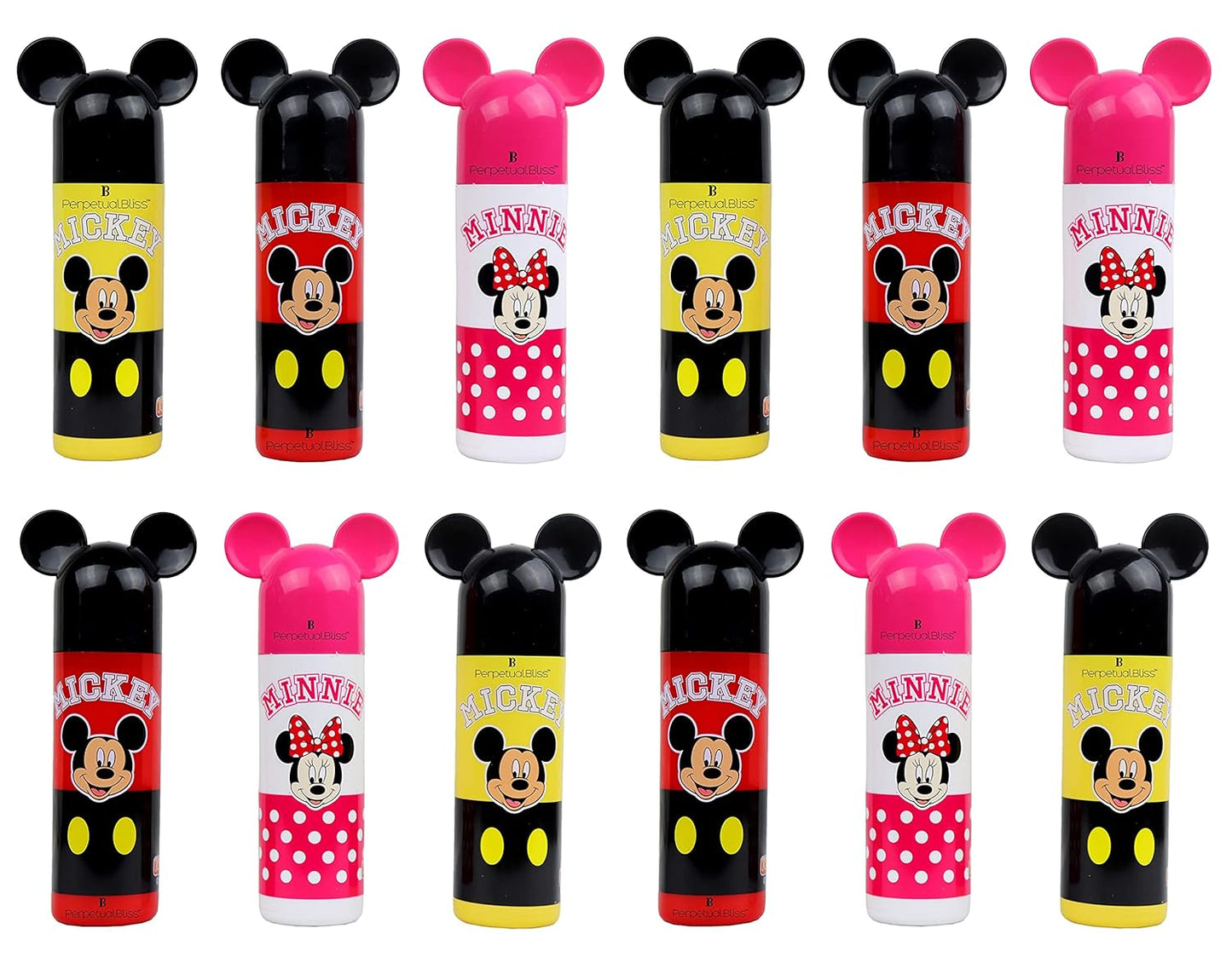 Arjoos | Perpetual Bliss Fancy Attractive Mickey Mouse Shape Plastic Pencil Box with Stationary Kit for Kids (Dimension cm 9x5x20, Pack of 3, Multicolour)