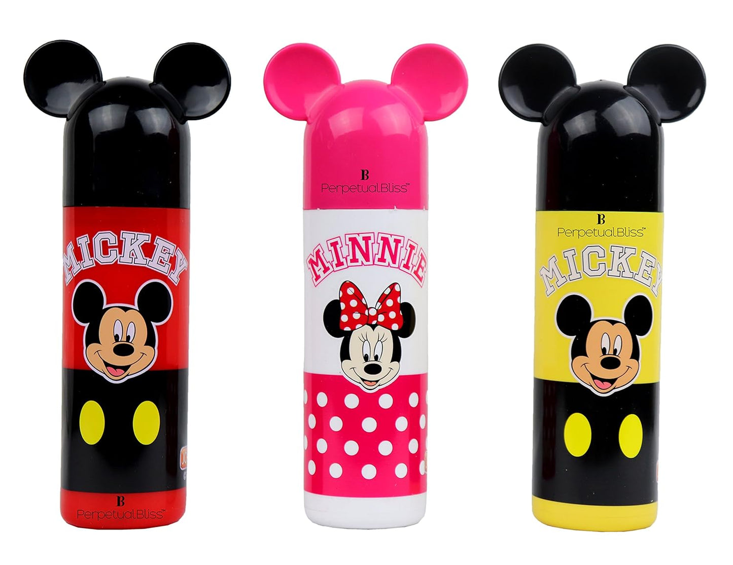 Arjoos | Perpetual Bliss Fancy Attractive Mickey Mouse Shape Plastic Pencil Box with Stationary Kit for Kids (Dimension cm 9x5x20, Pack of 3, Multicolour)