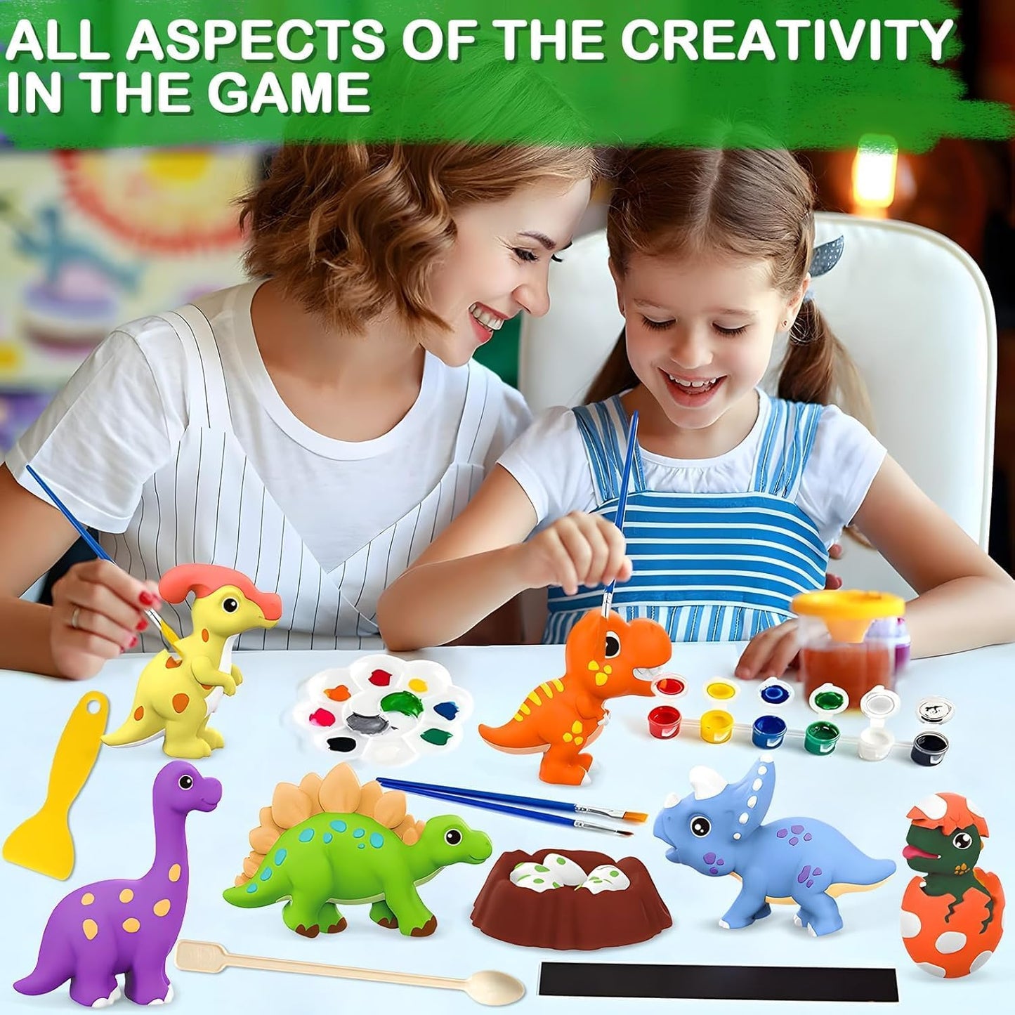 Arjoos DIY Dinosaur Mould And Paint Craft Kit for Kids (4–12) | Plaster Figurine, Clay Art, Fridge Magnet, Educational Toy Gift Set