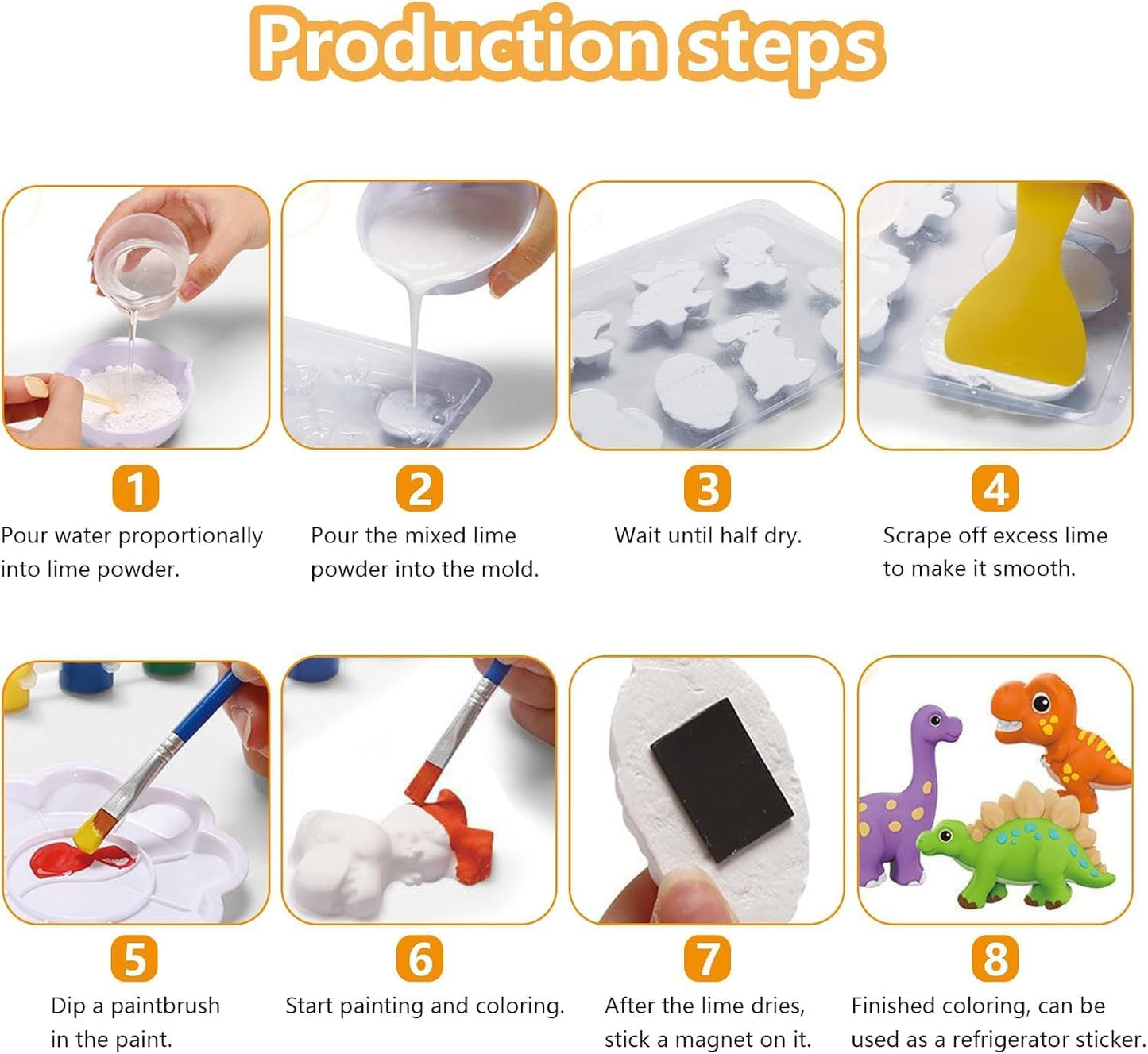 Arjoos DIY Dinosaur Mould And Paint Craft Kit for Kids (4–12) | Plaster Figurine, Clay Art, Fridge Magnet, Educational Toy Gift Set
