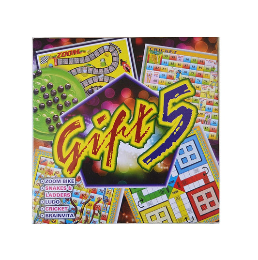 Arjoos | 5-in-1 Game Set : Snake and Ladder, Ludo, Cricket, Brainvita & Zoom Bike – Fun Family Board Games for Kids & Adults | Birthday Gifts for Kids - Pack of 1 - ( Ages - 3+ )