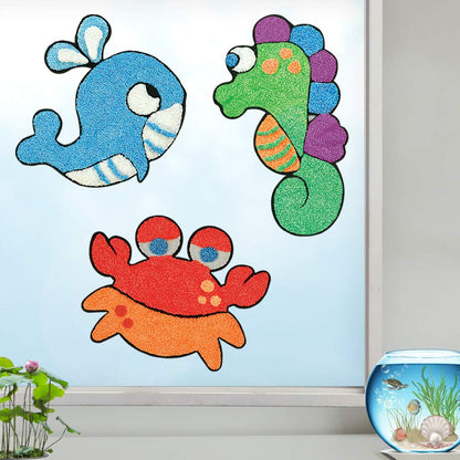Arjoos |  Aqua World DIY Window Art Kit – Dotz Multicolour Air Dry Clay Craft Playset for Kids | Creative Art Activity Toy for Girls & Boys | Birthday Gifts for Kids - Pack of 1 - ( Ages - 3+ )