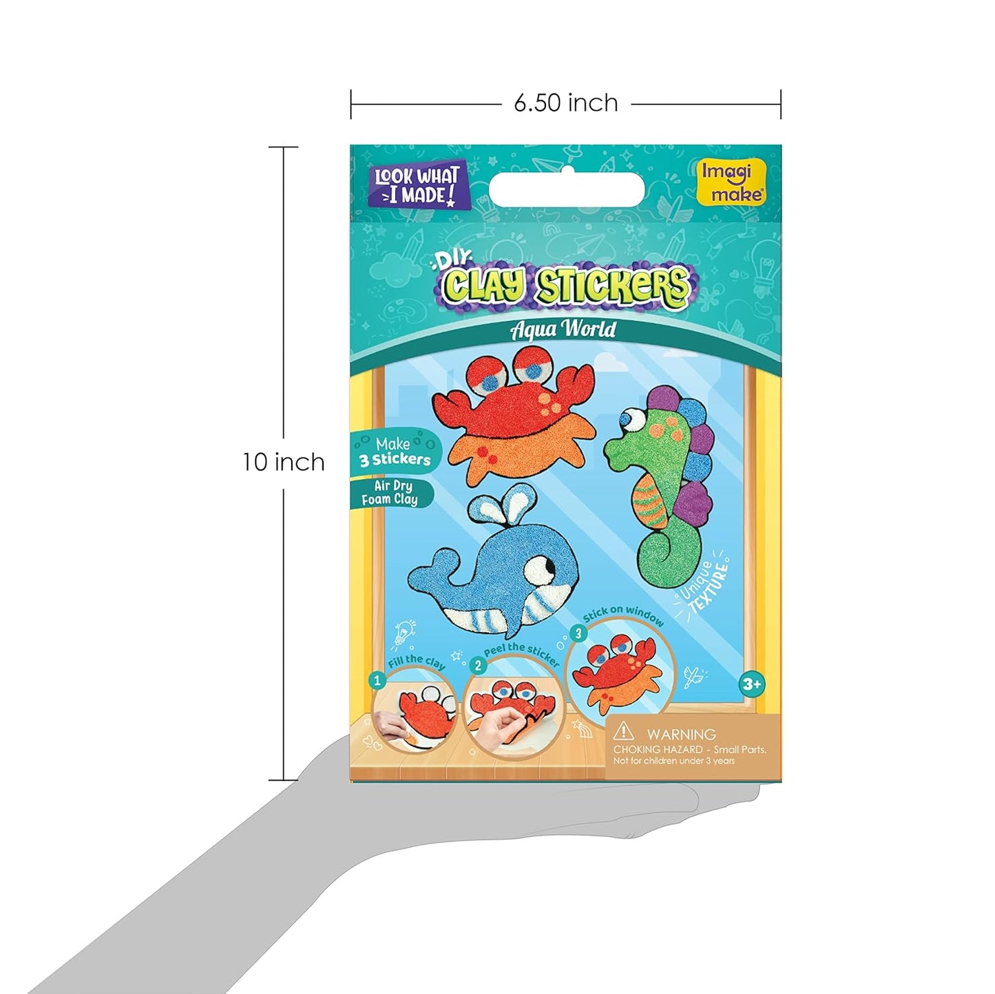 Arjoos |  Aqua World DIY Window Art Kit – Dotz Multicolour Air Dry Clay Craft Playset for Kids | Creative Art Activity Toy for Girls & Boys | Birthday Gifts for Kids - Pack of 1 - ( Ages - 3+ )