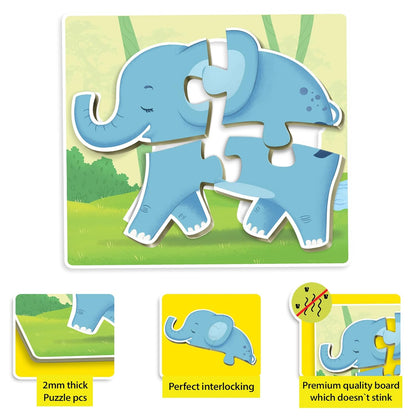Arjoos | Baby’s First Puzzle Game: Animal & Dinosaur Puzzles - ( One Pack )| Set of 1 Cardboard Puzzles with 15 Pcs | Early Puzzle Set for Kids - Educational Toys | Birthday gift for kids - ( Ages- 3+)