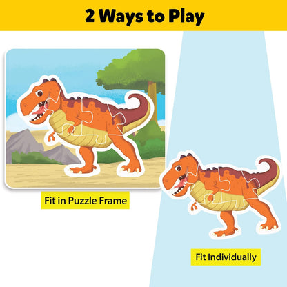 Arjoos | Baby’s First Puzzle Game: Animal & Dinosaur Puzzles - ( One Pack )| Set of 1 Cardboard Puzzles with 15 Pcs | Early Puzzle Set for Kids - Educational Toys | Birthday gift for kids - ( Ages- 3+)