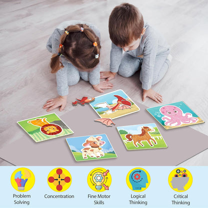 Arjoos | Baby’s First Puzzle Game: Animal & Dinosaur Puzzles - ( One Pack )| Set of 1 Cardboard Puzzles with 15 Pcs | Early Puzzle Set for Kids - Educational Toys | Birthday gift for kids - ( Ages- 3+)