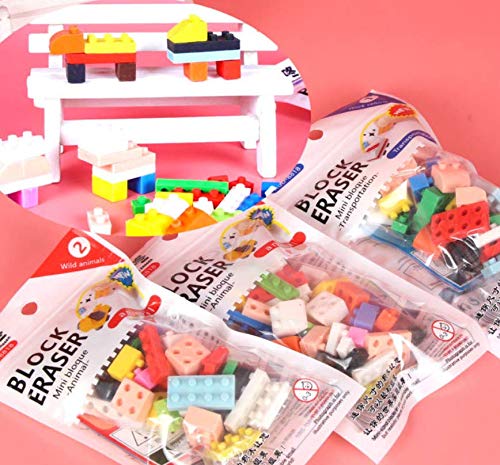 Arjoos | Lego Block Erasers - 12pcs in a box | Lovely 3D Building Block Eraser | Premium PVC Rubber Erasers for Art & School Supplies | Versatile and Non-Toxic | Birthday Gifts for gifts - Ages - 3+