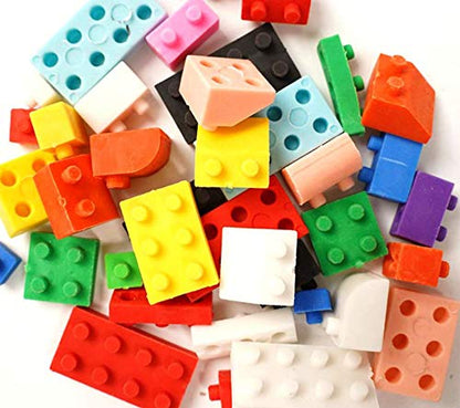 Arjoos | Lego Block Erasers - 12pcs in a box | Lovely 3D Building Block Eraser | Premium PVC Rubber Erasers for Art & School Supplies | Versatile and Non-Toxic | Birthday Gifts for gifts - Ages - 3+