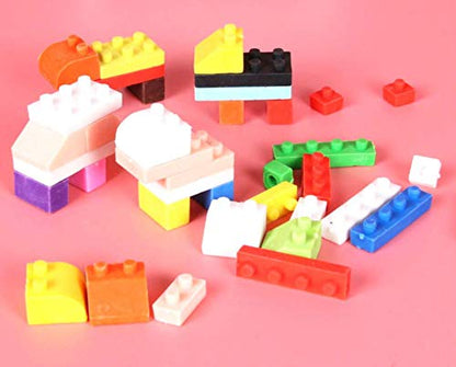 Arjoos | Lego Block Erasers - 12pcs in a box | Lovely 3D Building Block Eraser | Premium PVC Rubber Erasers for Art & School Supplies | Versatile and Non-Toxic | Birthday Gifts for gifts - Ages - 3+