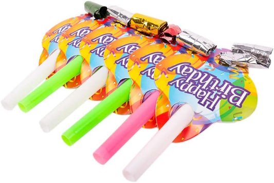 Arjoos | "Blowe Noisemakers Blow Horns with Happy Birthday Design - Fun Party Horns for Celebrations | Perfect for Birthdays, Anniversaries, and Festive Events | Party supplies Kit For Birthday Parties - 6pcs .