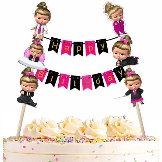 Arjoos | Boss Baby Girl Theme Cake Toppers for Cake Decorations Pack of 1 Set | Boss Baby Cake Toppers for Cake Decoration | Party supplies Kit For Birthday Parties .