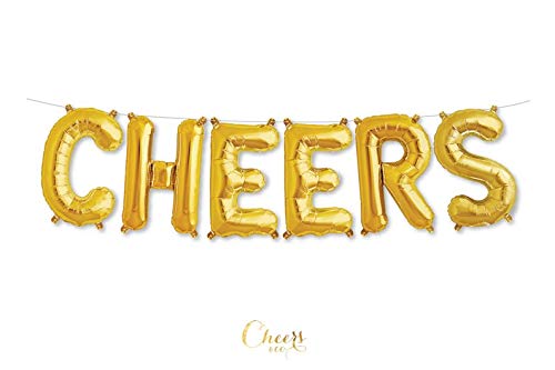 Arjoos | CHEERS" Gold Foil Balloons 6 Letters Kit For Celebration, Birthday, Anniversary, Bachelor's , Birthday Party Decorations | Party supplies Kit For Birthday Parties - ( Pack of 1 )