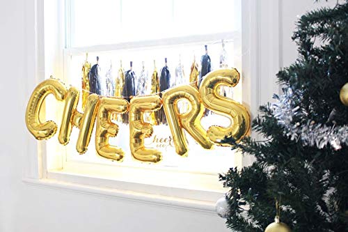 Arjoos | CHEERS" Gold Foil Balloons 6 Letters Kit For Celebration, Birthday, Anniversary, Bachelor's , Birthday Party Decorations | Party supplies Kit For Birthday Parties - ( Pack of 1 )