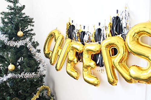 Arjoos | CHEERS" Gold Foil Balloons 6 Letters Kit For Celebration, Birthday, Anniversary, Bachelor's , Birthday Party Decorations | Party supplies Kit For Birthday Parties - ( Pack of 1 )