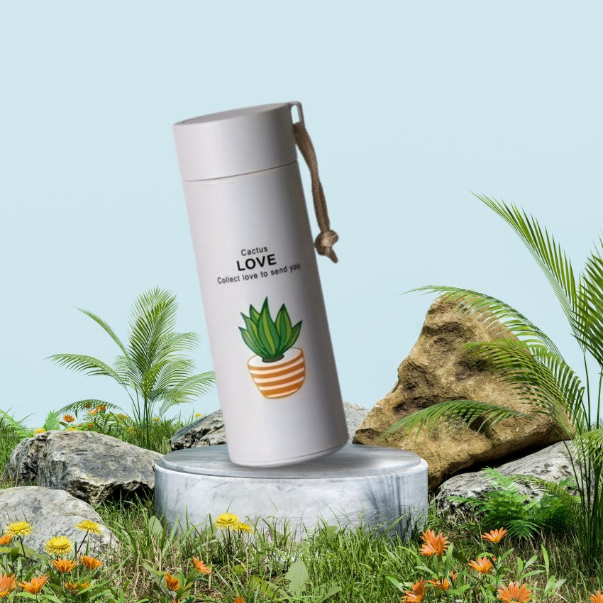 Arjoos | Cactus Love Water Bottle,Print Glass Water Bottle with Food grade Plastic - 450 ml,Leak Proof, BPA Free | Return Gift For Kids - ( Pack of 1 , Multicolour )