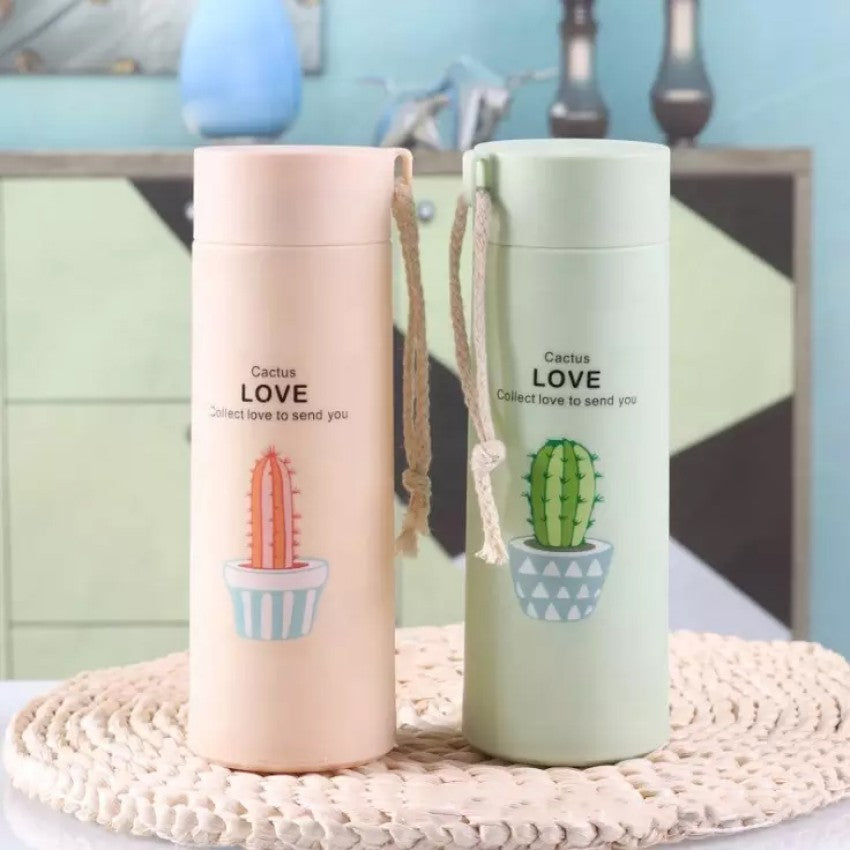 Arjoos | Cactus Love Water Bottle,Print Glass Water Bottle with Food grade Plastic - 450 ml,Leak Proof, BPA Free | Return Gift For Kids - ( Pack of 1 , Multicolour )