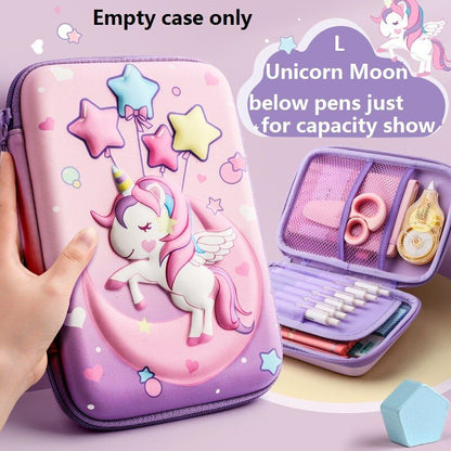 Arjoos | Crown Unicorn Gifts for Girls | Cute Large Hardtop Pencil Case with Compartment | Kids School Supply Organizer Stationery Box | Zipper Pouch | Return Gifts For Kids .