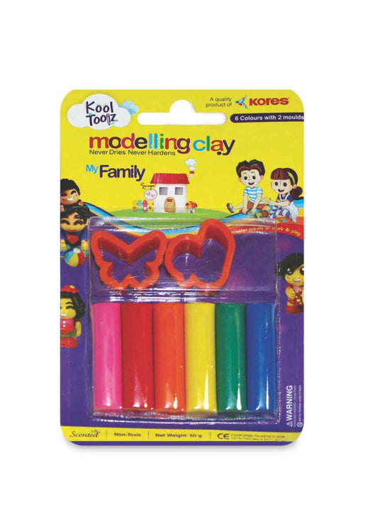 Arjoos | KORES KOOL TOOLS MODELLING CLAY PACK (MULTICOLOR) with 2 Moulds Art Clay