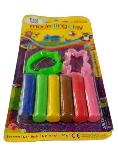 Arjoos | KORES KOOL TOOLS MODELLING CLAY PACK (MULTICOLOR) with 2 Moulds Art Clay