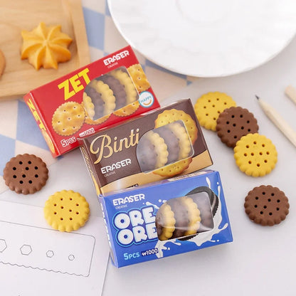 Arjoos |  Cookies Erasers Set - 5pcs in a Box |  Deliciously Fun School Supplies |   Cute & Collectible Cookie Design | Perfect for Kids & Collectors |  Birthday Gifts For Kids - ( Ages - 3+ Years )