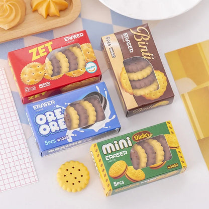 Arjoos |  Cookies Erasers Set - 5pcs in a Box |  Deliciously Fun School Supplies |   Cute & Collectible Cookie Design | Perfect for Kids & Collectors |  Birthday Gifts For Kids - ( Ages - 3+ Years )