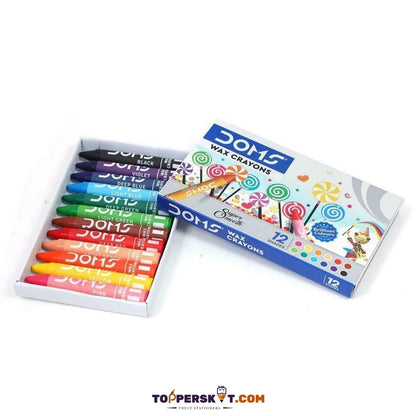 Arjoos | Doms 12 Shades Jumbo Wax Crayons | Smooth & Even Shading | Bright & Playful Colors | Free Silver Crayon Inside | Non-Toxic & Safe for Childrens | Pack of 1