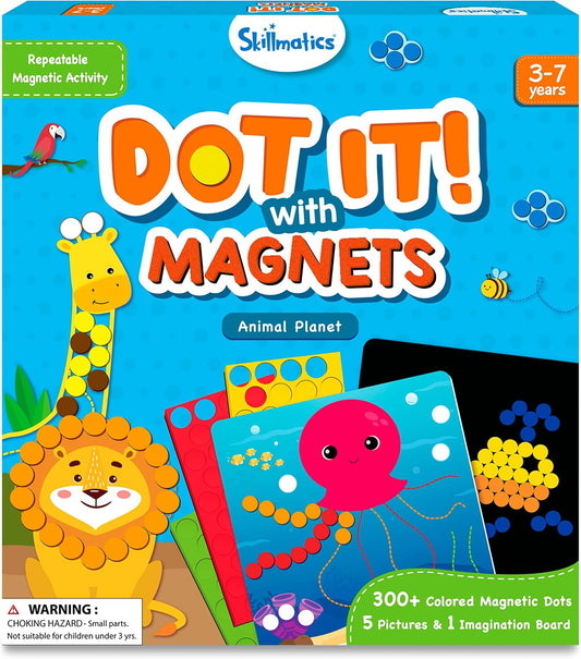 Arjoos | Dot It with Magnets Animal Planet - Art Activity | No Mess Repeatable Art for Kids | Craft Kits, DIY Creative Activity | Birthday Gifts for Kids - Age - 3+Years