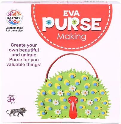 Arjoos | EVA Peacock Purse Making Kit for Kids – DIY Craft Activity Set with Pre-Cut Foam Pieces | Fun Art & Craft Gift for Girls | Educational & Creative Toy (Peacock Design) | Birthday Gifts for Kids - Pack of 1 - ( Ages - 3+ )