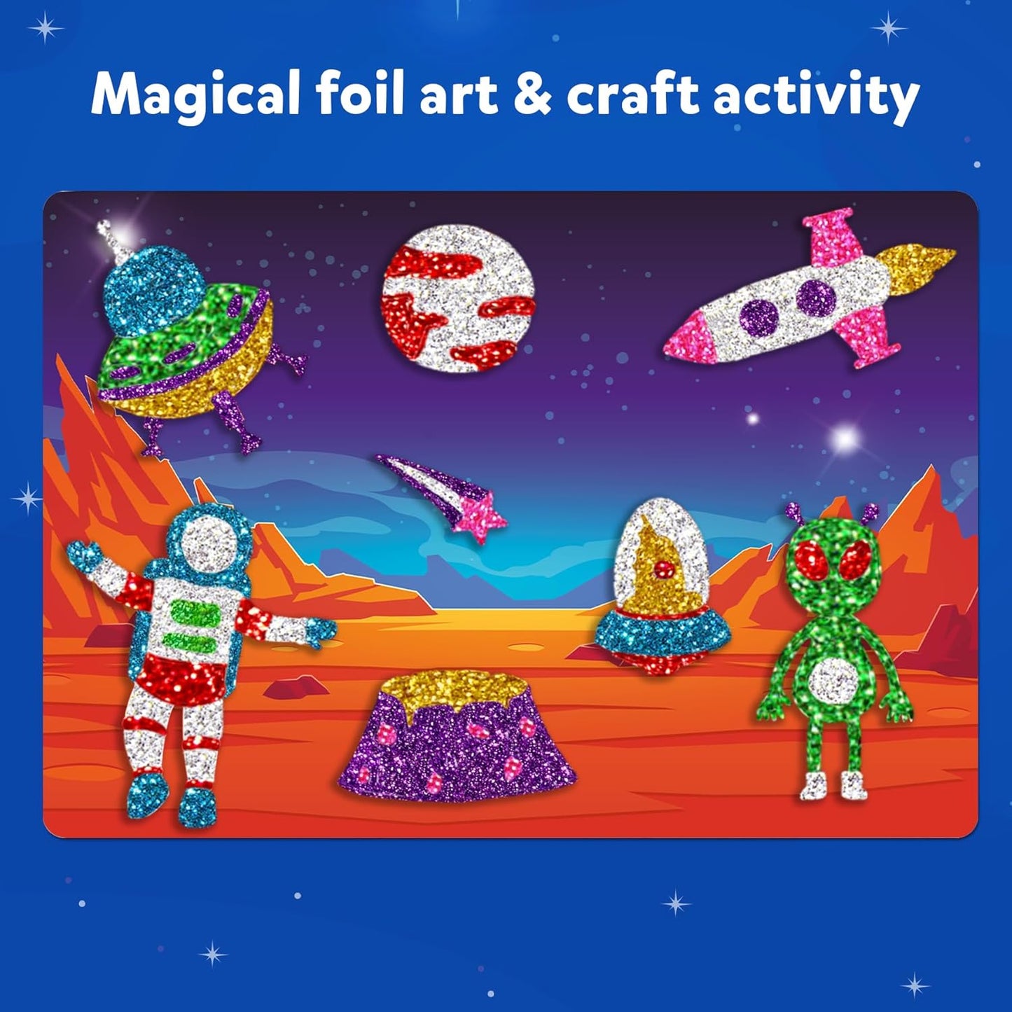 Arjoos | Foil Fun Space, No Mess Art for Kids, Craft Kits & Supplies - up in space | DIY Creative Activity | Gifts for Girls & Boys | Birthday Gifts for Kids - Pack of 1