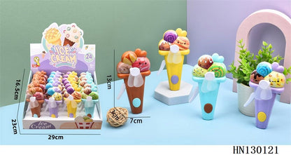 Arjoos | Food-Themed Manual Mini Handy Fan – No Battery Needed | Cute Decompression Toy & Handheld Fan for Kids, Stress Relief, Party Favors & Gifts - Pack of 1 .