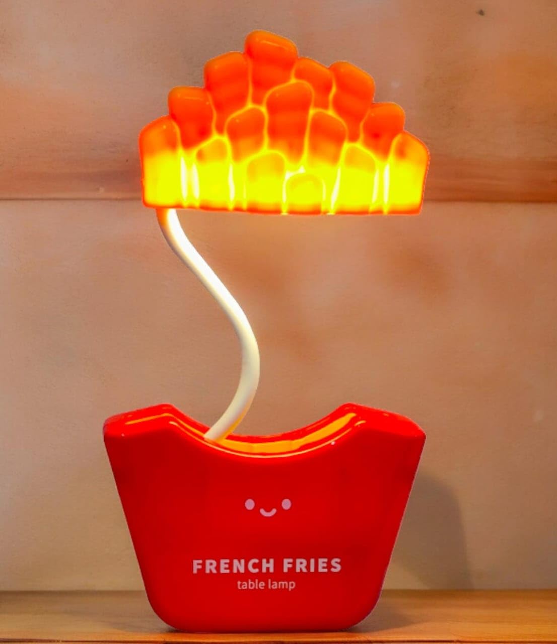 Arjoos | Fries Shaped Desk Light for Kids | Table Night Lamp for Kids Bedroom with Sharpener & Pen Holder Stand for Girls & Boys | Birthday Return Gifts for Kids - Age- 3 +