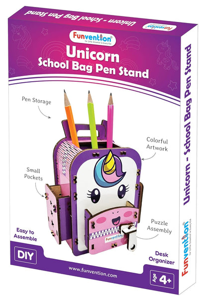 Arjoos | Funvention Unicorn DIY Pen Stand  |  School Bag Pen Stand | 3D Puzzle Art and Craft | Birthday Gift For Kids - ( Ages - 4+ Years )