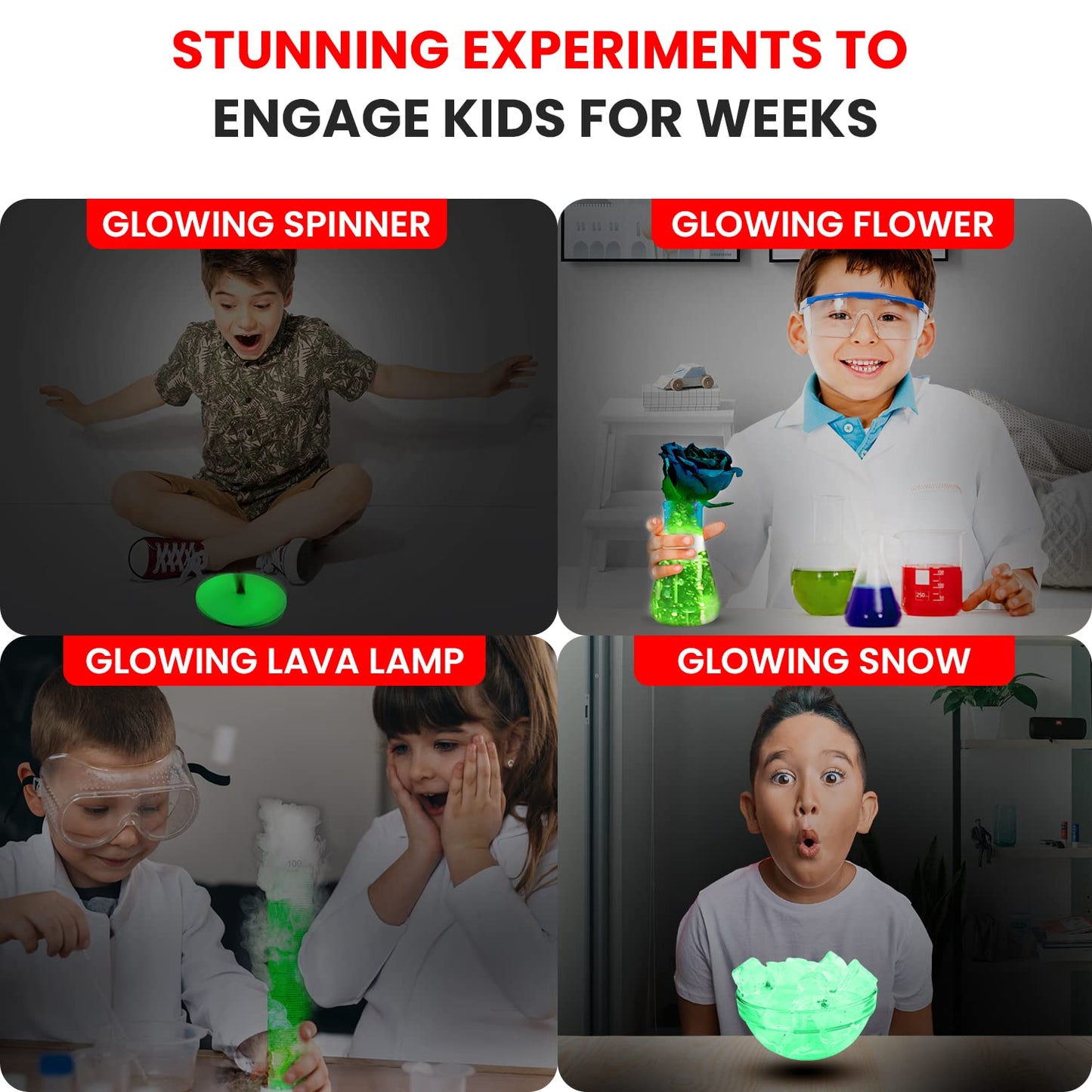 Arjoos | Glow in the Dark Science Lab - DIY Science Experiments | Kids Safe & Non - Toxic Science Kit | Birthday Gifts for Kids - Age - 6+Years