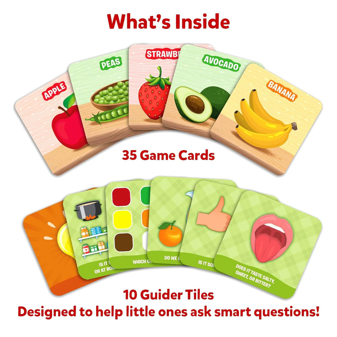 Arjoos | Guess in 10 Junior Food We Eat - Card Game | Who Love Board Games and Educational Toys, Travel Friendly | Birthday Gifts for Kids - Age - 3+Years