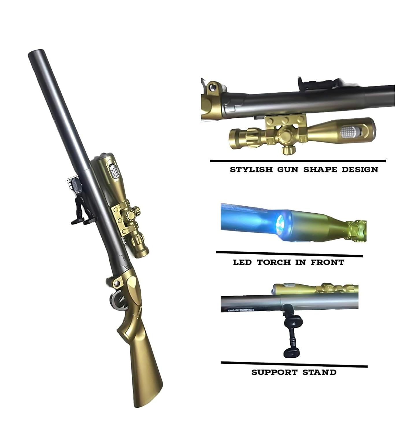 Ranmy Leucht-Gelstift Im Sniper-Gewehr-Design – Abnehmbare Mine, Länge 23 Cm, 5 Zufällige Farben, Kreatives Geschenk