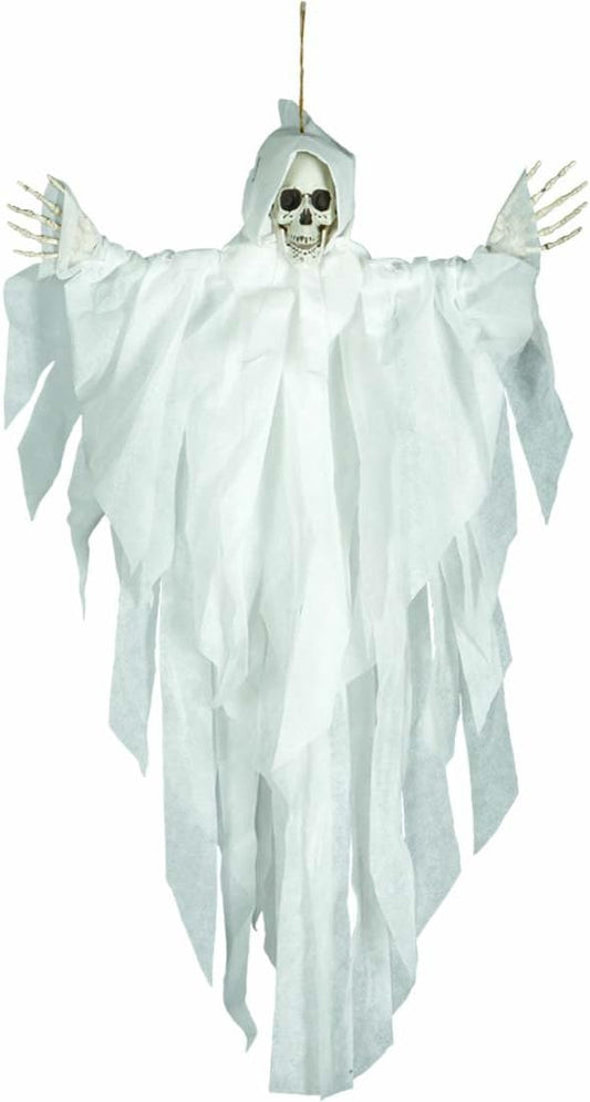 Arjoos | Halloween Grim Reaper Hanging Prop – 70cm Skeleton Ghost Decoration | Scary Haunted House Horror Decor | Pack of 1 - White Colour.