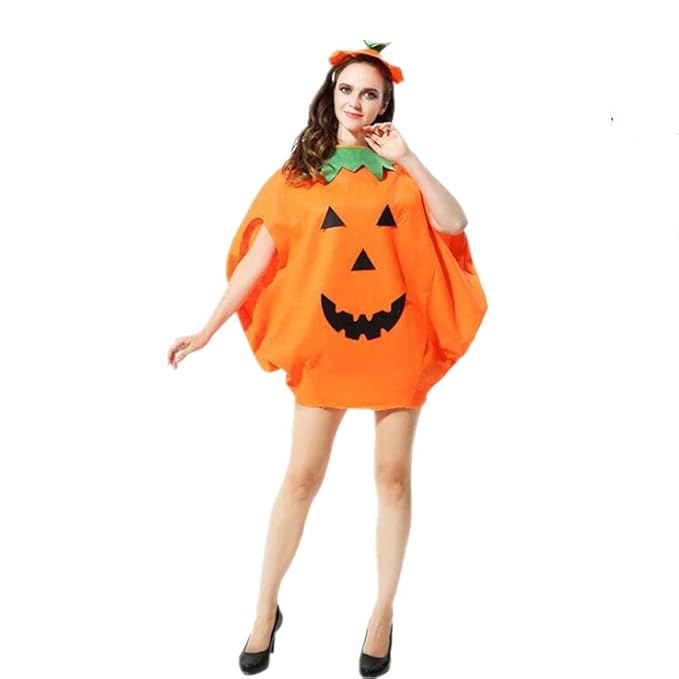 Arjoos | Halloween Pumpkin Costume Set for Kids – 2PCS Orange Dress & Hat | Toddler & Child Party Outfit | Halloween Party Supplies for Kids & Adults | Pack of 1